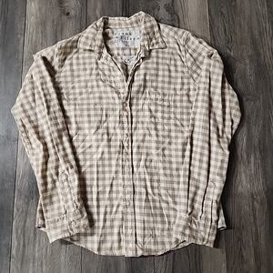 Frank & Eileen Flannel Long Sleeve Button Shirt Top Medium Womens Brown Plaid